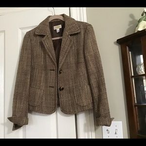 Talbots brown and cream blazer